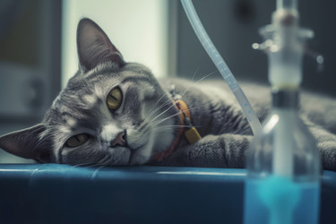 кошка проверяет приемную капельницу. животное здоровое. генеративный контент - yliv