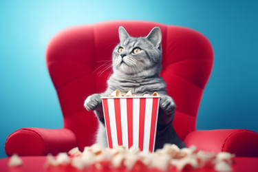 Кот смотрит 3d-фильм. Генерировать искусственный интеллект - yliv