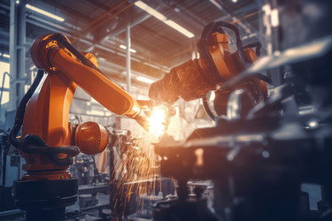 Factory engineer robotics automatic. Automated industrial artificial intelligence robot arm. Generate ai - yliv