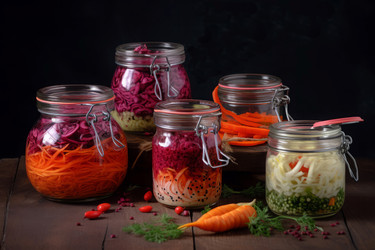 Банка с маринованными овощами. Консервированный продукт. Генерировать искусственный интеллект - yliv