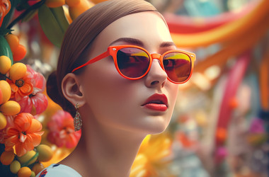 Фотография женской модели в стиле неоновой поп-музыки. Генерировать искусственный интеллект - yliv