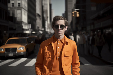 Оранжевый стиль New york man сочетается с солнцезащитными очками. Создать ИИ - yliv
