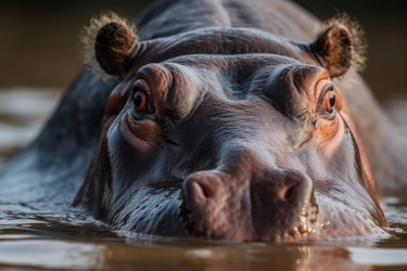 национальный лес у воды бегемота крупным планом. генеративный контент - yliv