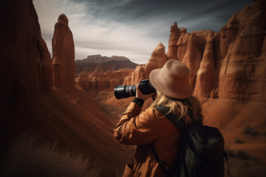 Фотограф в туристическом бюро canyon mountains. Генерировать искусственный интеллект - yliv