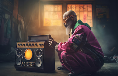 Музыку Zen monk ghetto blaster можно слушать в помещении. Генерировать искусственный интеллект - yliv