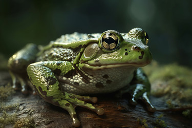 Фотография зеленой жабы крупным планом. Дикая влажная амфибия, ядовитая зеленая лягушка. Генерировать искусственный интеллект - yliv