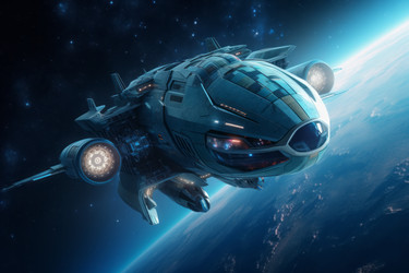 Космический корабль, летающий по космической астрономии starship. Генерировать искусственный интеллект - yliv