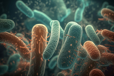 Колония бактерий Escherichia coli. Исследование в области бактериальной микробиологии на микроуровне. Генерировать искусственный интеллект - yliv