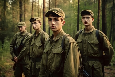 группа военных в лесу. инициативная группа. генеративный контент - yliv