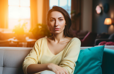 домашний диван милой женщины. генеративный контент - yliv