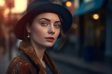 модная женщина в пальто на улице. генеративный контент - yliv