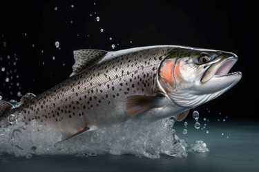 Freshness salmon fish. Raw fresh fish with water splashes. Generate ai - yliv