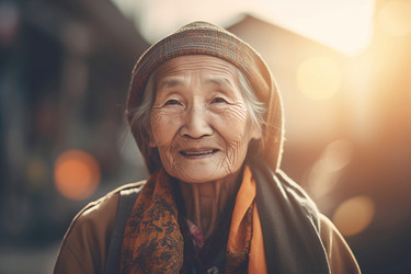 Smiling elderly asian lady. Generate Ai - yliv