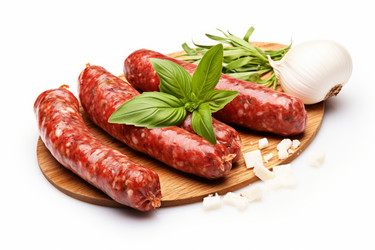 вкусно нарезать домашнюю колбасу чесночным перцем горошком. генеративный контент - yliv