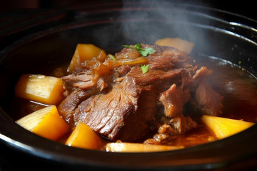 ростбиф со свининой и картофелем. сочное и сытное блюдо из мяса и овощей. генеративный контент - yliv