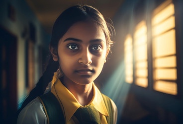 School indian girl closeup. Generate Ai - yliv