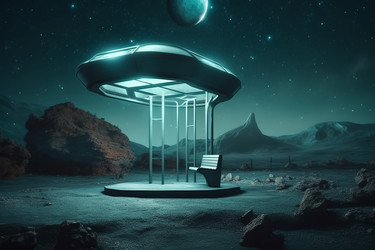 футуристическая автобусная остановка ночью на планете. генеративный контент - yliv