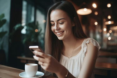 смартфон молодой женщины. генеративный контент - yliv