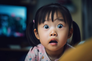 Chinese little girl fascinated face. Generate ai - yliv