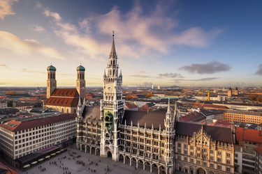 Munich skyline town. Captivating and miraculous buildings with roof. Generate AI - yliv