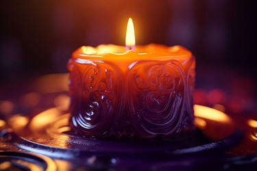 Purple wax candle burning. Generate Ai - yliv