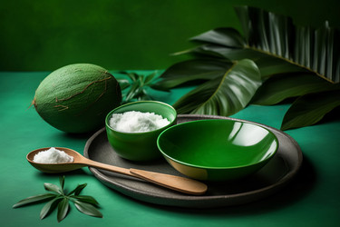 Plate coconut ingredients. Generate AI - yliv