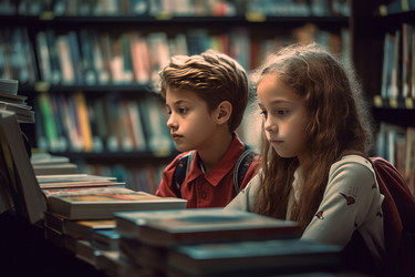 дети с книгами в руках в книжном магазине. генеративный контент - yliv