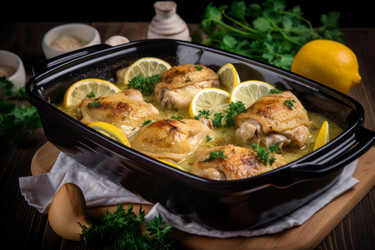 запеканка из курицы с лимоном в горшочке. едим органическое кулинарное жареное блюдо. генеративный контент - yliv