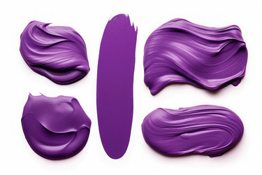 Elegant purple lipstick smears set isolated on white. Shiny female stroke paint. Generate Ai - yliv