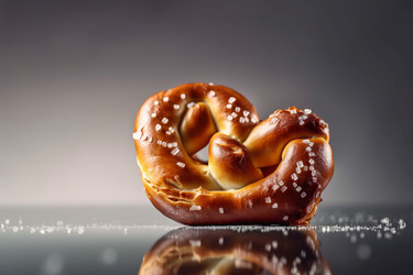 крупным планом свежий крендель. аппетитное и вкуснейшее хлебобулочное изделие с солью. генеративный контент - yliv
