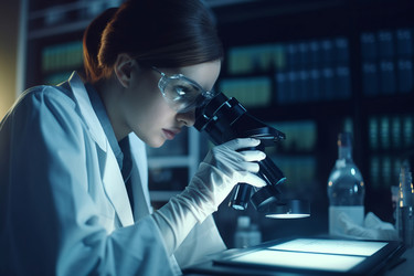 Concentrated female microbiologist. Generate Ai - yliv