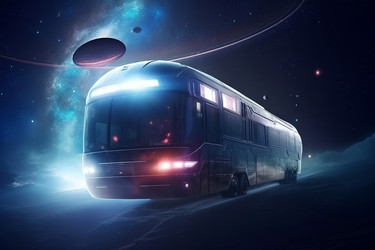футуристический космический корабль, похожий на автобус для космических путешествий. техника морского транспортного крейсера. генеративный контент - yliv