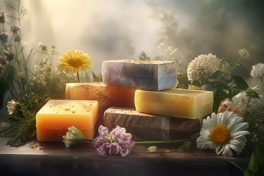 Set soups handmade. Cleaner with lovely unique and floral fragrance. Generate AI - yliv