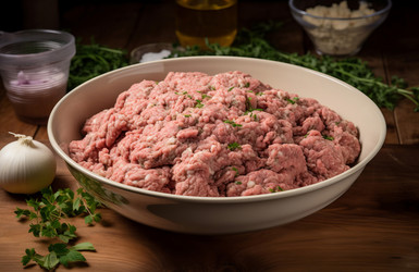 блюдо из сырого мясного фарша из свинины с салатом. на ужин пропустите через мясорубку белок с жиром. генеративный контент - yliv