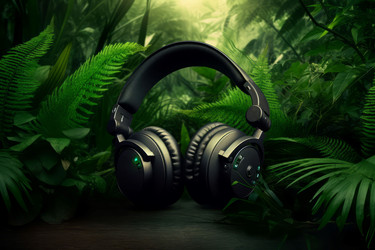 Tropical nature music headphones. Generate Ai - yliv