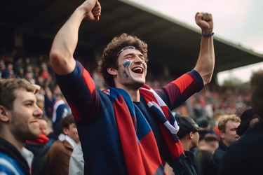 Sport fan happy celebration. Winning excited event match. Generate Ai - yliv