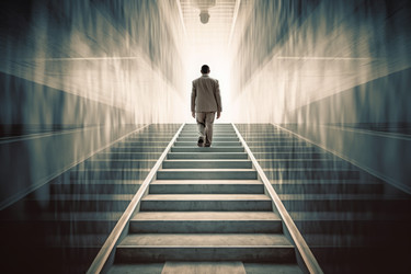 Businessman stairs up career. Generate Ai - yliv