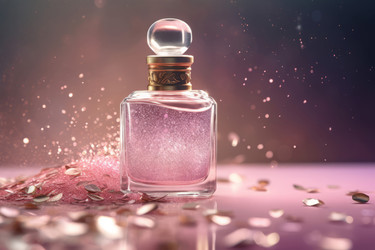 Флакон духов little glitters rain studio. Ткань шелковая мягкая стеклянная жидкая. Генерировать искусственный интеллект - yliv