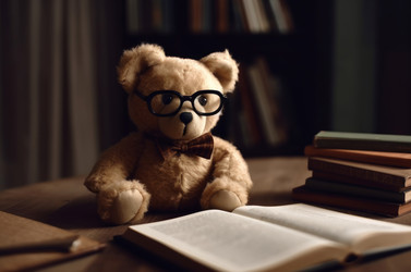 медведь в очках с открытой книгой. генеративный контент - yliv