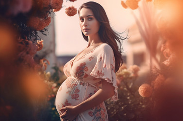 Beautiful pregnant woman. Fashion design love child person mother. Generate Ai - yliv