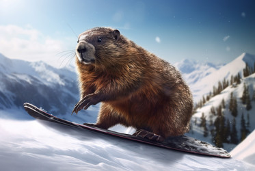 Marmot mountain snowboarding winter. Generate ai - yliv