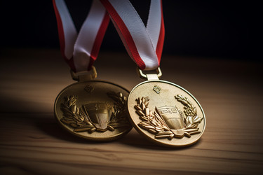 золотая орденская лента. ярко-желтый цвет и бесценные награды чемпионов. генеративный контент - yliv