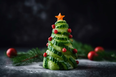 Christmas tree appetizer made of cucumber. Generate ai - yliv