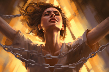 Woman breaking free. Generate AI - yliv