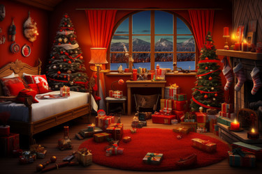 Santa claus red room. Generate Ai - yliv