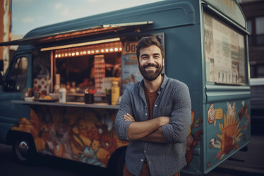 Happy european male smiling and happy. Person summer investor trader owner. Generate Ai - yliv