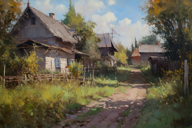 сельские провинциальные пейзажи украины. живописная пасторальная деревушка в живописном окружении. генеративный контент - yliv