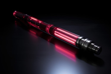 Red laser lightsaber. Crimson cutting edge combat armor blade. Generate ai - yliv