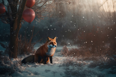 Nature misty red fox. Generate AI - yliv