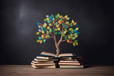 листья дерева в день книжной грамотности. генеративный контент - yliv
